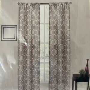 MOROCCO - 2-Pack Rod Pocket Tan/White Geometric Panels (80" Wide x 84" Long)